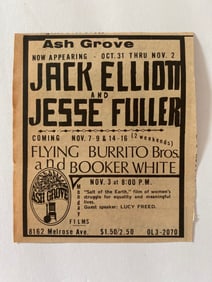 Ramblin Jack Elliot & Jesse Fuller Ash Grove Concert Ad