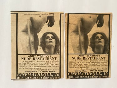 Andy Warhol Nude Restaurant Movie Promo Ad
