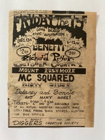 Richard Pryor Delaney & Bonnie 1966 Diggers Benefit Ad Poster