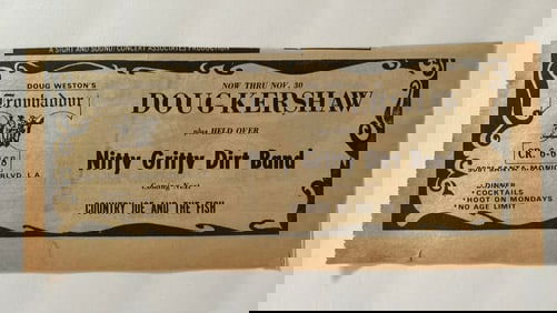 Doug Kershaw Nitty Gritty Dirt Band 1969 Concert Ad Poster