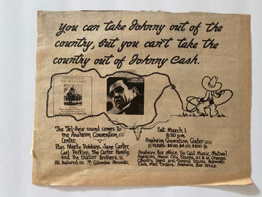 Johnny Cash 1969 Anaheim Concert Ad Poster