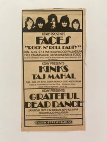 Grateful Dead 1972 Palladium Concert Ad