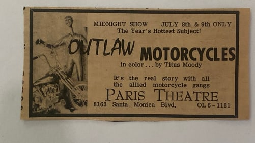 Outlaw Motorcycles 1966 Movie Ad