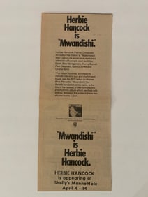 Herbie Hancock, J Geils Band, Elvin Bishop & More 1971 Concert Ad Poster