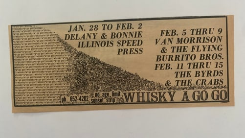Delanie & Bonne and Van Morrison 1969 Whisky 'A Go Go Concert Ad