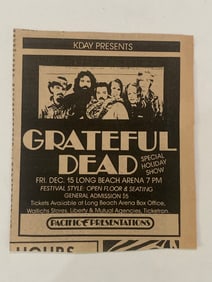 Grateful Dead 1969 Long Beach Concert Ad