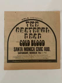 Grateful Dead 1969 Santa Monica Concert Ad