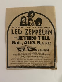 Led Zeppelin 1969 Anaheim Concert Ad