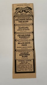 Grateful Dead Beach Boys Allman Brothers 1972 Garden State Music Festival Concert Ad