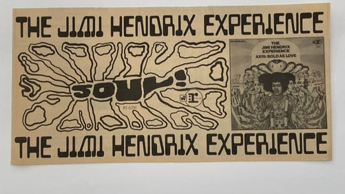 Jimi Hendrix 1967 Axis Bold As Love Promo Ad