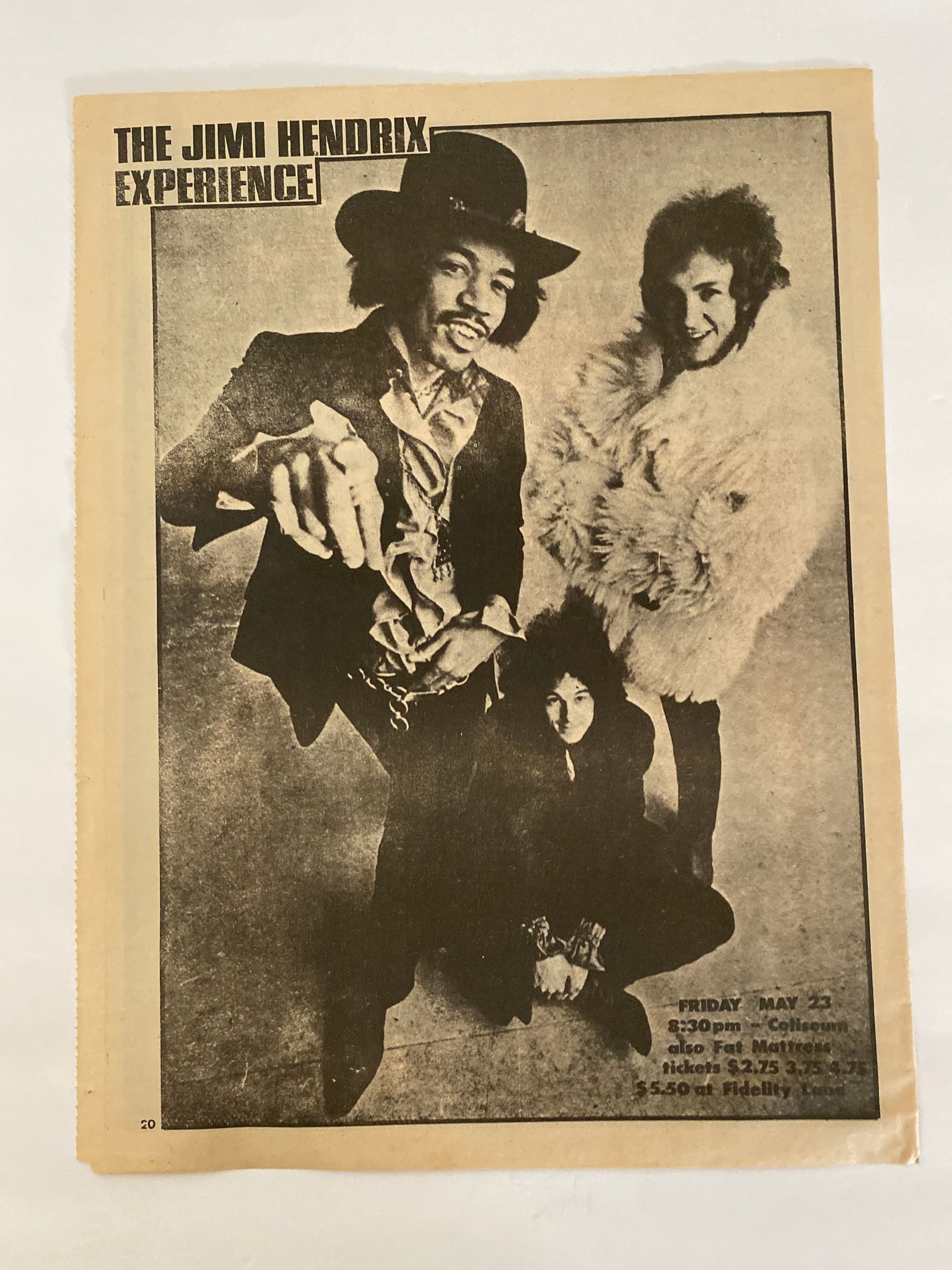 Jimi Hendrix Experience 1968 La Collosium Concert Ad Poster (1 of 1)