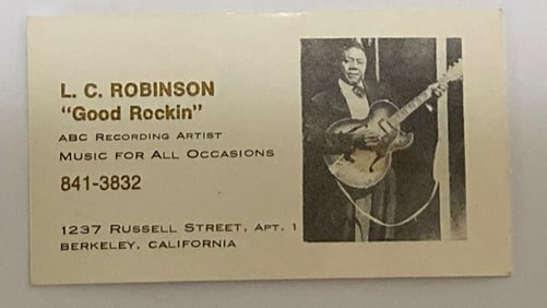 LC Robinson Blues Musician Orignal Business Card