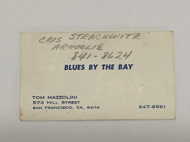 Tom Mazzolini Blues By The Bay Radio Host Business Card