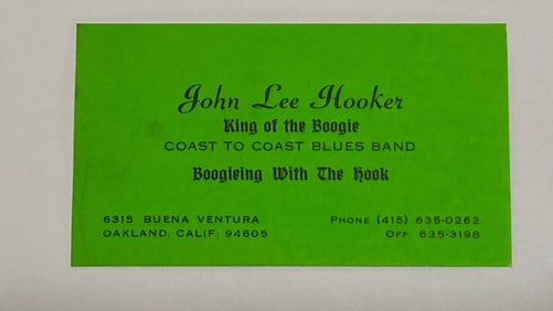 John Lee Hooker Blues Musician Original Business Card