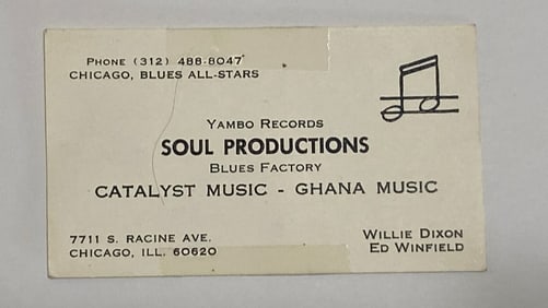 Willie Dixon Spoonfull Records Soul Factory Business Card