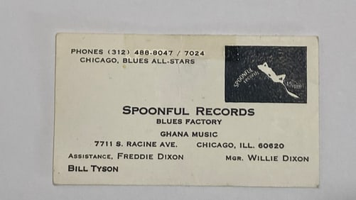 Willie Dixon Spoonfull Records Soul Factory Business Card