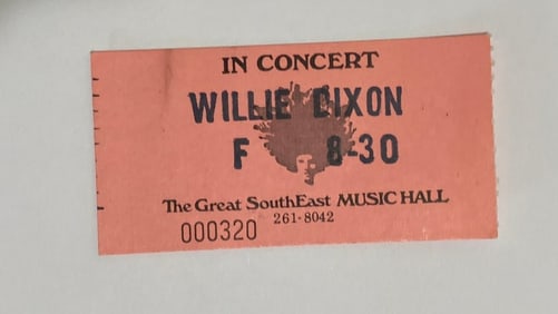 Willie Dixon 1975 Atlanta Concert Ticket