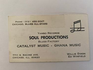 Willie Dixon Spoonfull Records Soul Factory Business Card