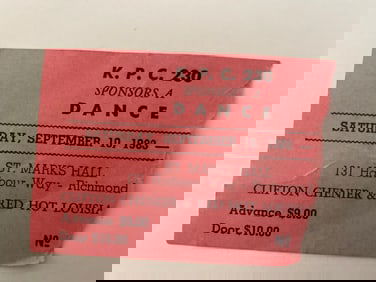 Clifton Chanier Signed 1983 Concert Ticket
