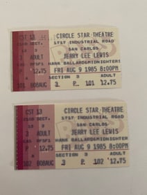 Jerry Lee Lewis 1985 Concert Tickets (2)