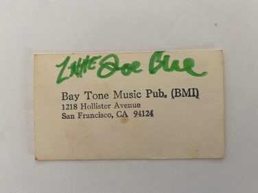 Little Joe Blue Autographed Sould Set Prodctions Business Card
