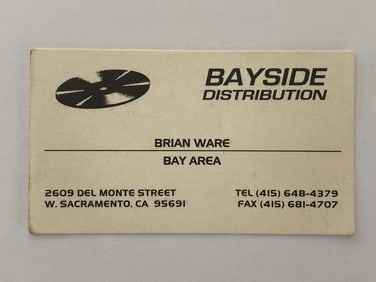 Bayside Record Distribution Business Card
