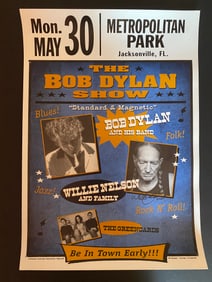 Willie Nelson Signed 2005 Bob Dylan Concert Poster 1st Printing