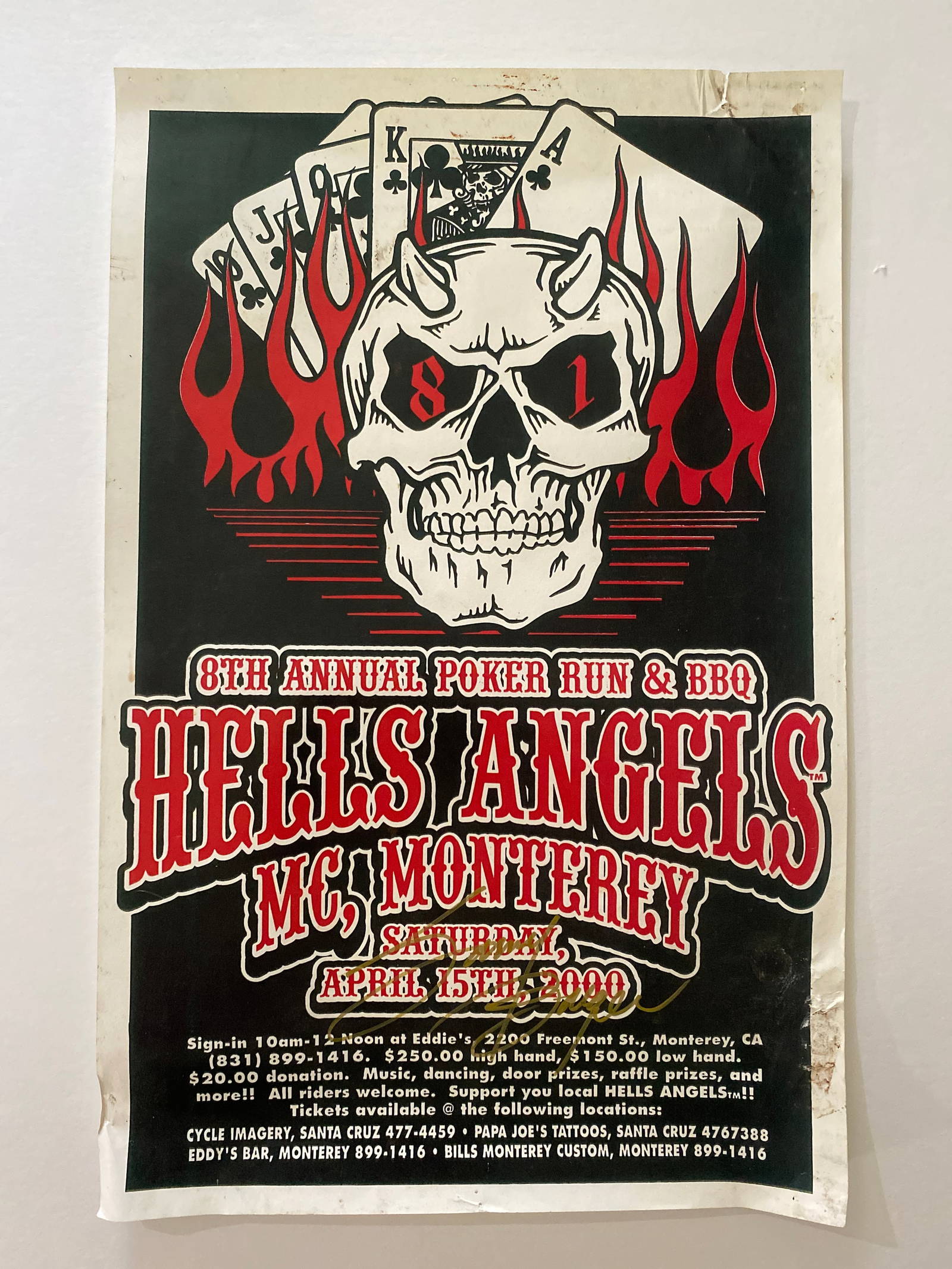 Sonny Barger Autographed Hells Angels Monterey 8th Run Poster 1st ...