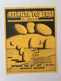 Jimi Hendrix 1971 Atlanta Pop Festival Cocert Handbill 1st Printing