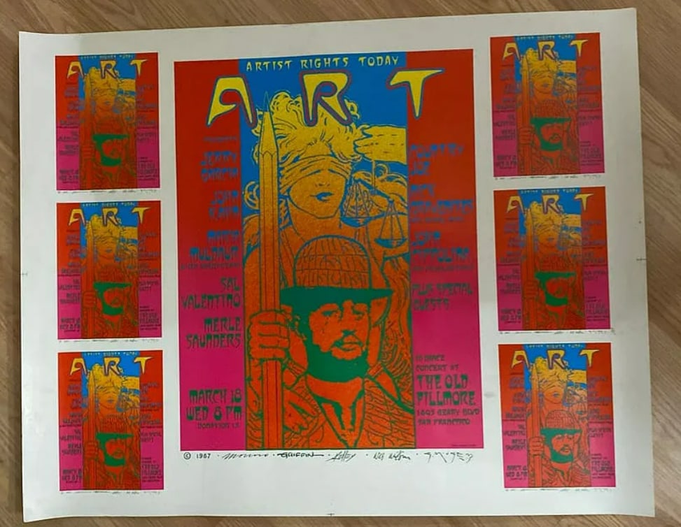 Jerry Garcia Artist Rights Stanley Mouse Kelly Artist Proof Poster 1st Printing (1 of 2)