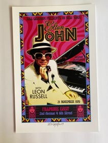 Elton John Fillmore Concert Poster signed by David Byrd