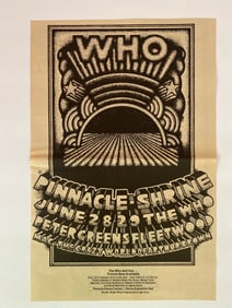 The Who 1968 Pinnacle Shrine Concert Promo Ad Poster 1st Printing