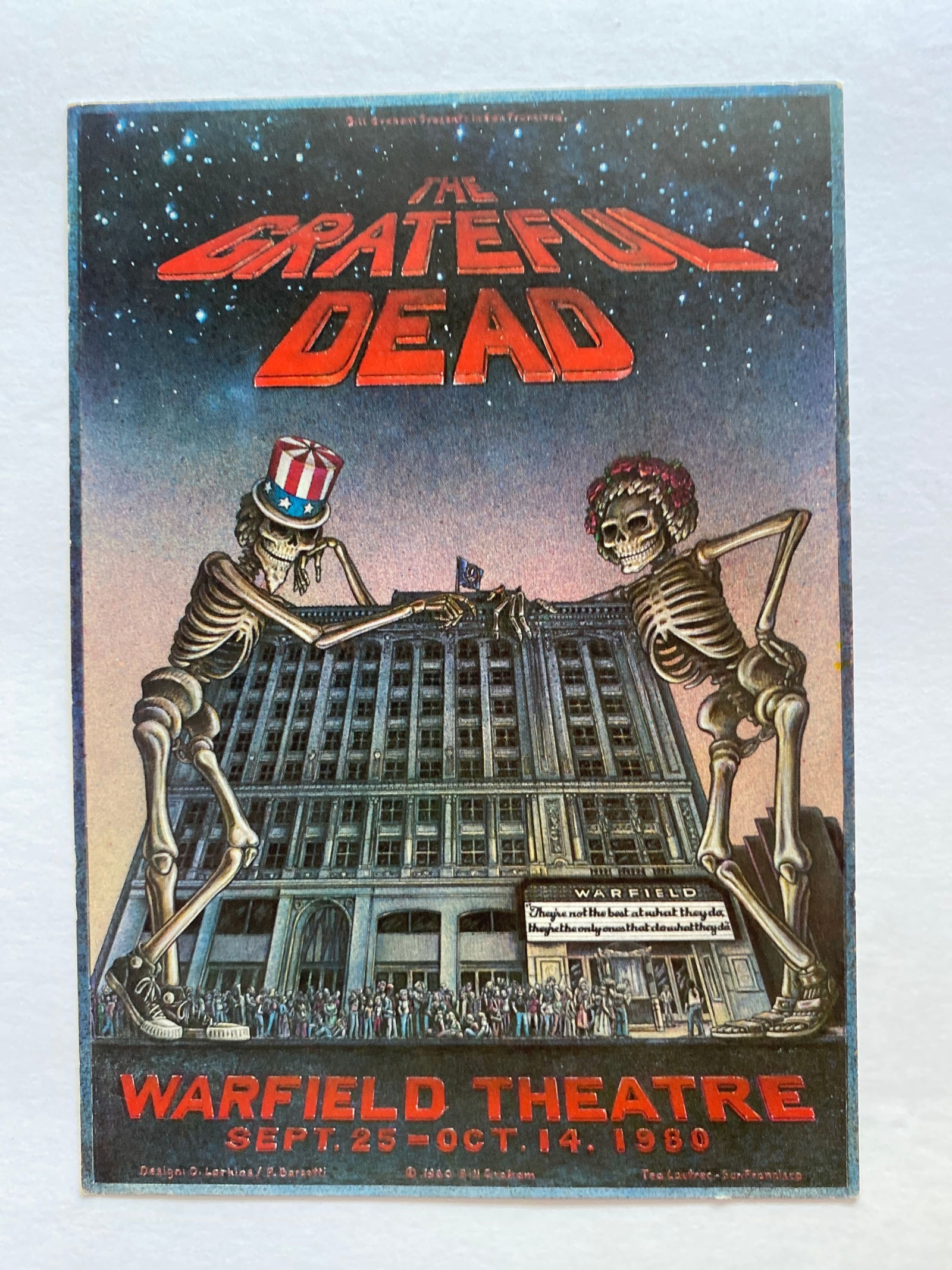 Grateful Dead 1980 Warfield Concert Handbill 1st Printing (1 of 2)