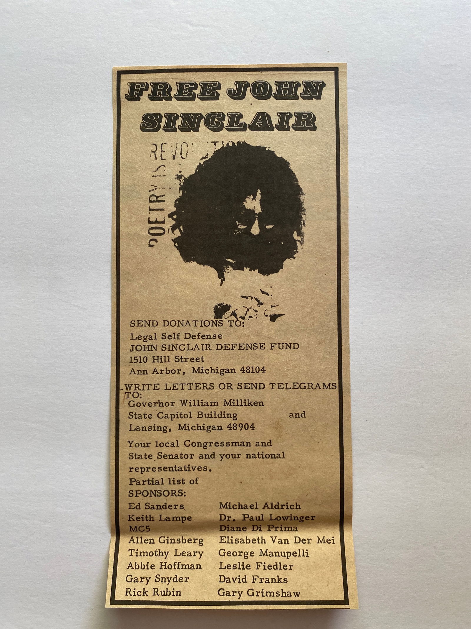 Free John Sinclair Concert 1969 Promo Ad (1 of 1)
