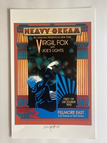 Virgil Fox with Joe's Lights Fillmore Concert Poster signed by David Byrd