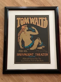 Tom Waits 1996 Paramount Theatre Benefit Concert Poster Mouse Signed