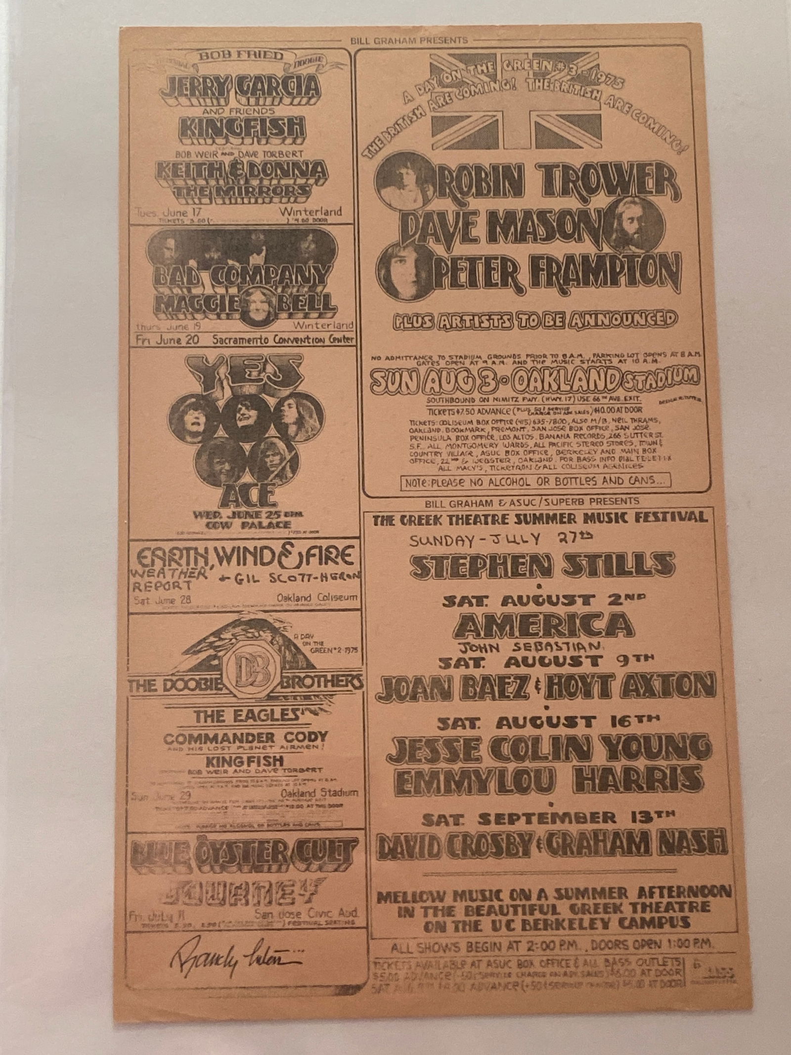 Jerry Garcia Fillmore Concert Poster signed Randy Tuten (1 of 2)