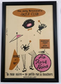 1957 Joi Berk Brussels Jazz Club Poster 1st Printing