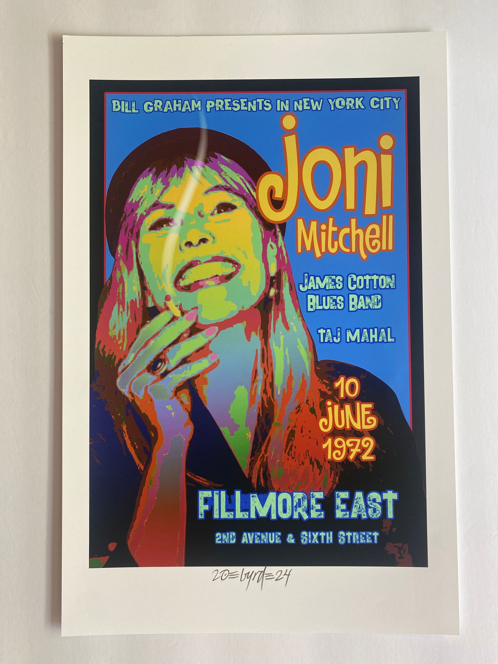 Joni Mitchell Fillmore Concert Poster signed by David Byrd (1 of 1)