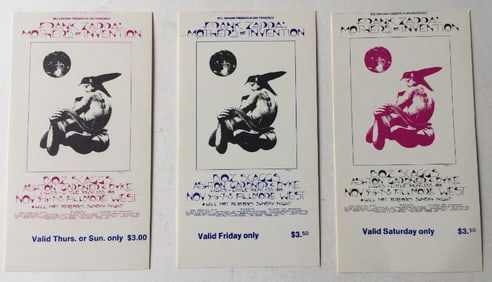 Frank Zappa Boz Scaggs Fillmore Concert Tickets (3) 1st Printing