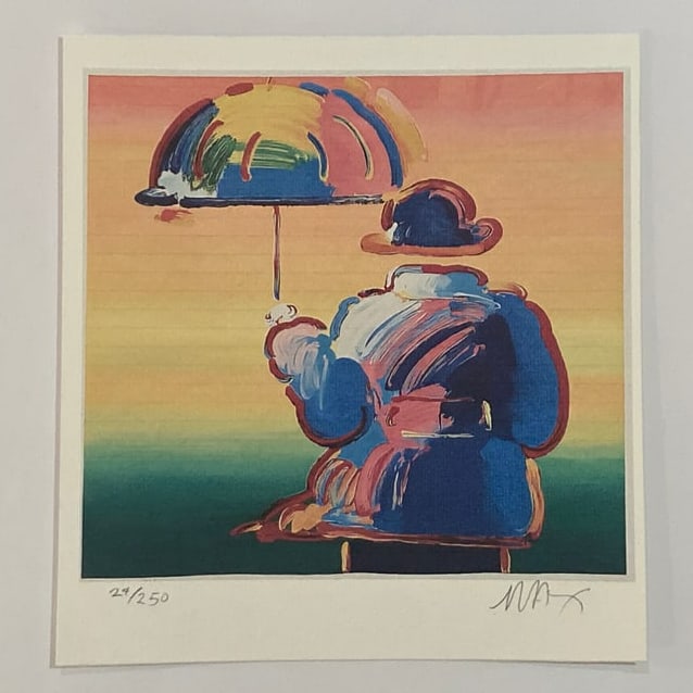 Peter Max Signed Lithograph Print: This vibrant Peter Max Signed Lithograph Print captures the artist’s signature fusion of bold color, cosmic themes, and fluid linework that defined the pop art movement of the late 20th century. Kno