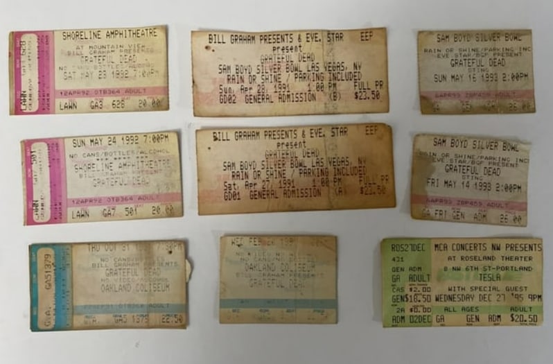 Grateful Dead 1990's Used Ticket Lot (1 of 2)
