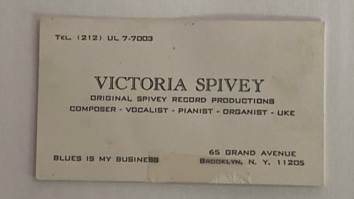 Victoria Spivey (Blues Musician) Original Business Card