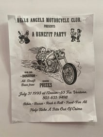 Hells Angels Motorcycle Club 1995 Event Flyer