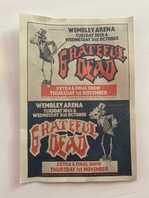 Grateful Dead 1990 London England Concert Handbill Flyer