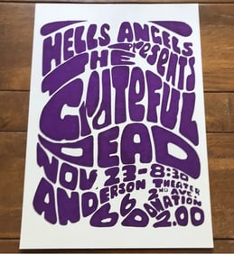 Grateful Dead 1970 Hell's Angels Concert Handbill Flyer 1st Printing