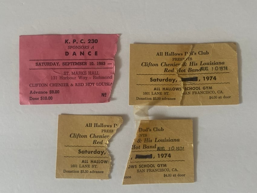 Clifton Chenier Signed Concert Ticket Lot: Clifton Chenier Signed Concert Ticket Lot