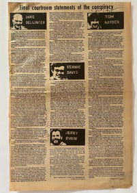Jerry Rubin & Tom Hayden Signed 1970 LA Free Press Acrticle