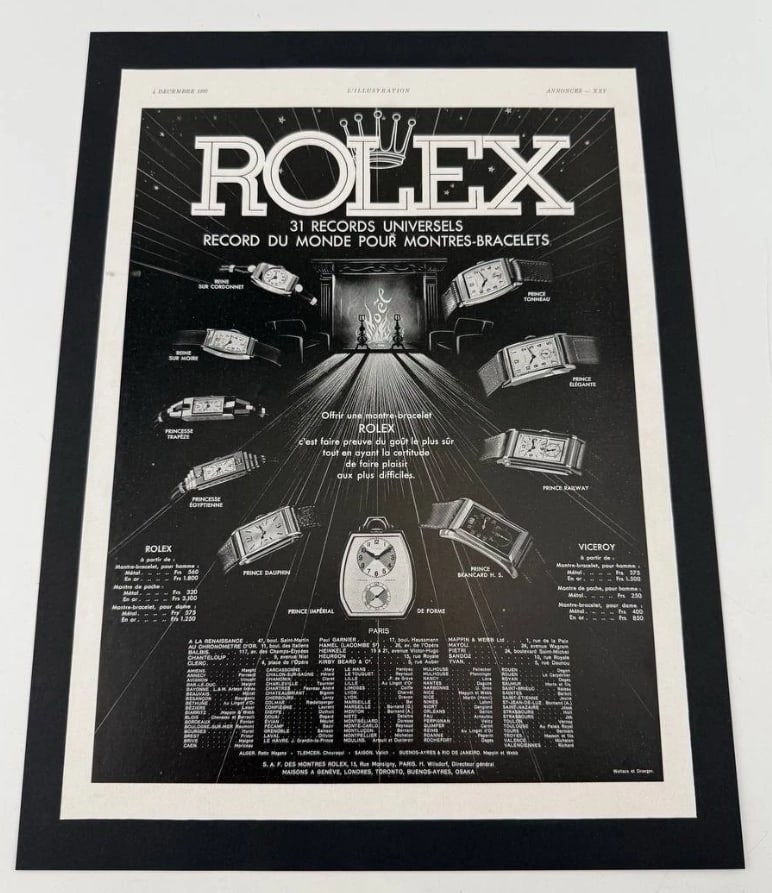 Rolex 1937 Swiss Advertising Shop Poster 1st Printing: 40"x30"