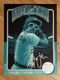 Elton John 1975 Dodger Baseball Card Concert Poster
